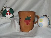 Ornaments and mugs are two of many ceramic items that can be decorated at home.