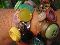 Crocheted vintage button bracelets.