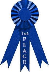 This award ribbon only has three ribbons hanging down.