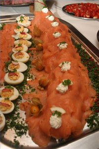 smoked salmon on banquet table