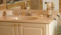Solid surface vanity top.