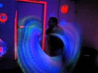 Black light lit room