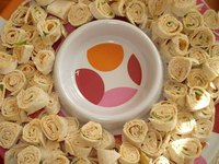 Cream cheese pinwheels with turkey, cheese and lettuce.