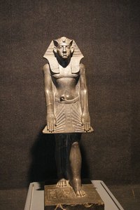 A pharoah statue is suitable for an Egyptian diorama.