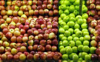Apples vary in size, color, and type.