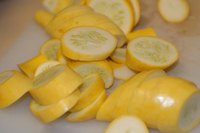 Sliced summer squash ready for the pan