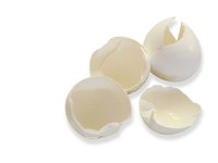You can make realistic egg shells with plaster of Paris.