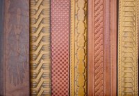 Engraved leather.