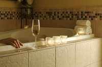 An in-room hot tub provides a way to unwind after a day on the road.