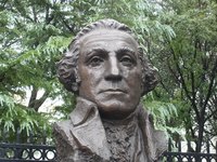 Martha Washington, wife of the first American President, George Washington, wore upper-class Colonial gowns popular during her time.