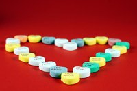 Candy makes a good Valentine decoration.