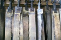 Band saw blades vary in size and can easily be switched out.