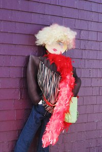 A life-size cloth doll makes a conversation piece.