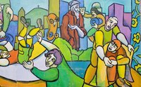 This community mural exemplifies the view that it is ethical to care for the elderly and injured.