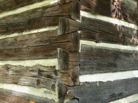 Hand-hewn logs in a house