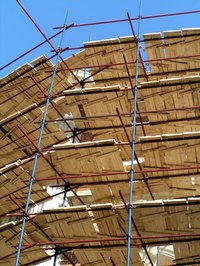 Scaffolding provides a place for workers to work above ground.