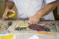 Stained glass projects require a stable, flat work surface.