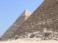 The Great Pyramid of Giza, Egypt, was constructed entirely of limetone.