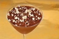 Chocolate martinis can be garnished with chocolate shavings.