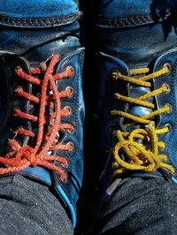 Boots with colored laces.