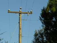 Glass insulators were used on telephone poles.