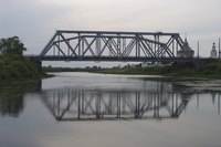 Many truss bridges like this one use triangles to distribute weight.