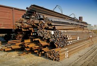 Steel beams ready for shipment.