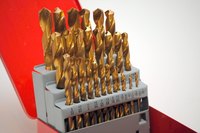A set of fluted drill bits.