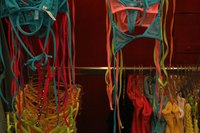 Use a cloth bikini as the guide for your duct tape bikini.