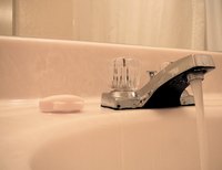 The backsplash helps complete the bathroom design.