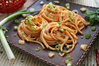 Pasta pairs well with the mild flavor of orange roughy.