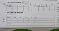 A typical eyeglass prescription form.