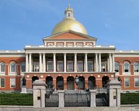 Statehouse in Massachusetts, where a sliding income tax was rejected.