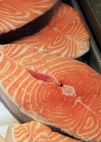 Salmon gets its pink color from astaxanthin.