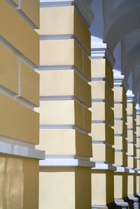 Many architectural details are made from foam coated with fiberglass and polyester resin, and painted to match the building.