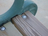 Carriage bolt used in a wood bench.