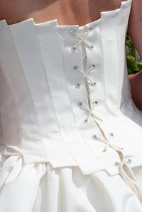 Corsets are popular in wedding dresses.