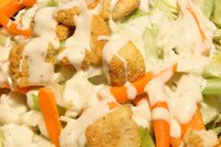 Ranch dressing adds a creamy touch of flavor to salads.