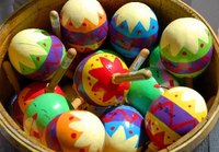 Bring a bunch of colorful maracas into the house to be used as decorations.