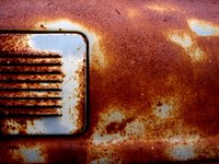 A metal surface is coated in plastic to avoid rust forming.