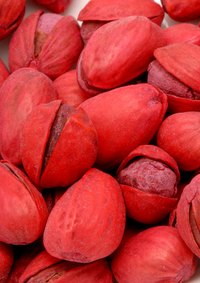 Pistachios are sometimes colored with red dyes.