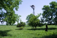 An abandoned windmill on an Indiana farm.