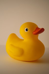 Play a guessing game with rubber ducks.