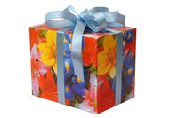 Gift wrap a purse in colorful paper.