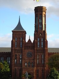 The historic Castle, the Smithsonian's first building, now houses an information center.
