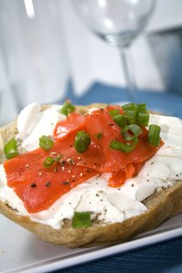 Cream cheese is a popular topping on breads such as breakfast bagels.
