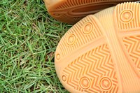 Give the soles of your shoes extra color with tire paint.