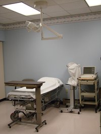 A room with fluorescent lights