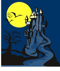 A creepy haunted house is always appropriate for Halloween.