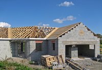 Home constructed of concrete block.